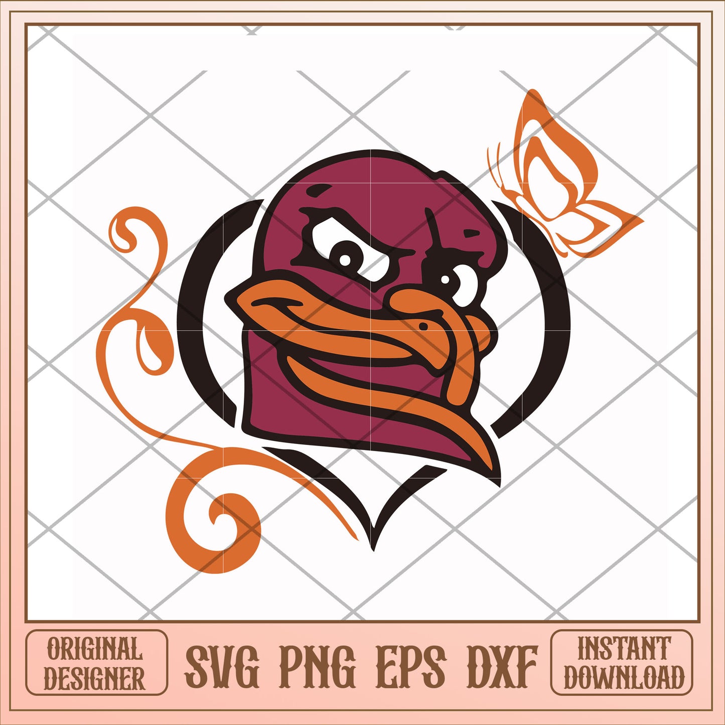 Virginia Tech Hokies mascot heart shape svg, heart shape svg, ncaa svg