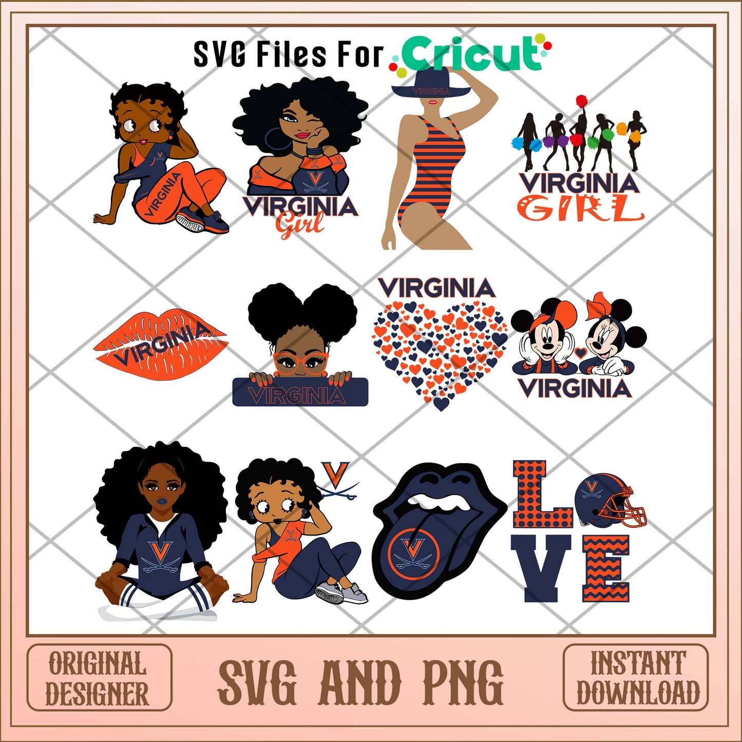 Virginia Cavaliers girl svg, Virginia Cavaliers svg bundle, NCAA svg