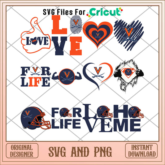 Virginia Cavaliers love svg, Virginia Cavaliers svg bundle, NCAA svg
