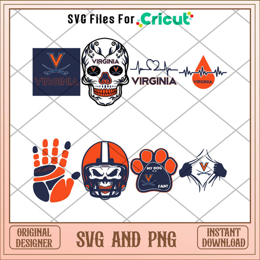 Virginia Cavaliers skull svg, Virginia Cavaliers svg bundle, NCAA svg