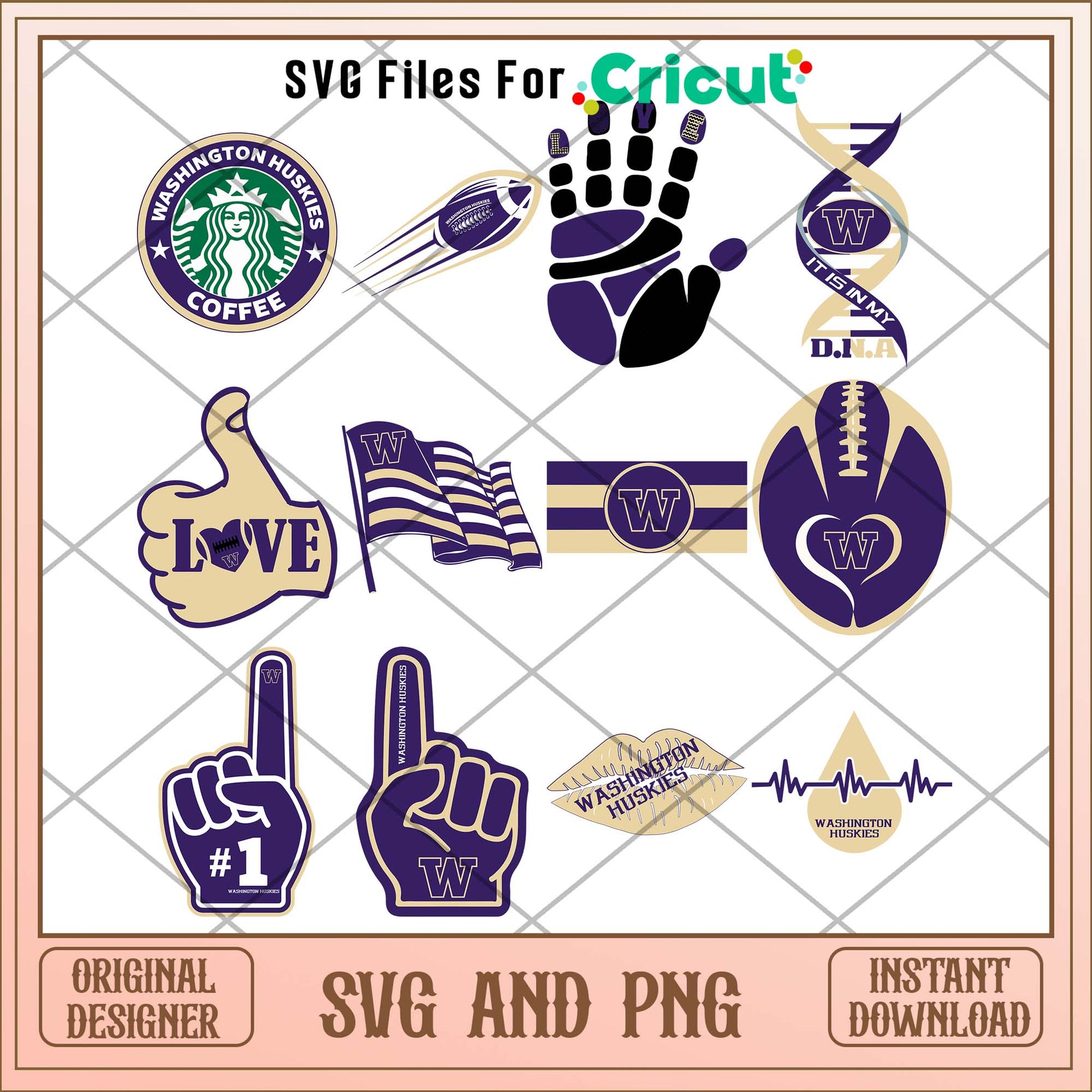 Washington Huskies hand svg, Washington Huskies svg bundle, NCAA svg
