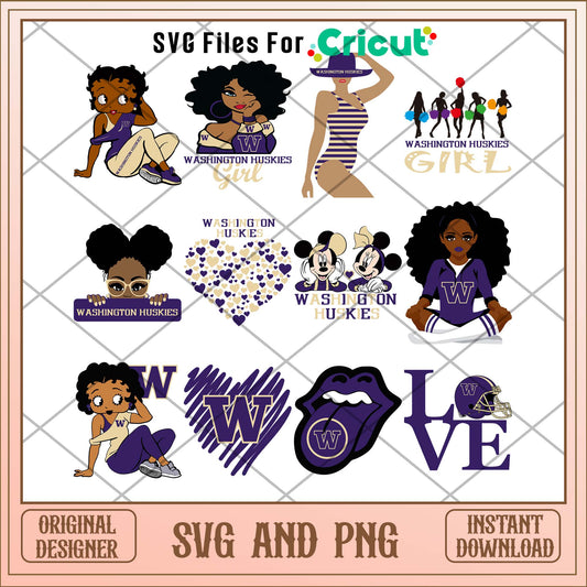 Washington Huskies girl svg, Washington Huskies svg bundle, NCAA svg