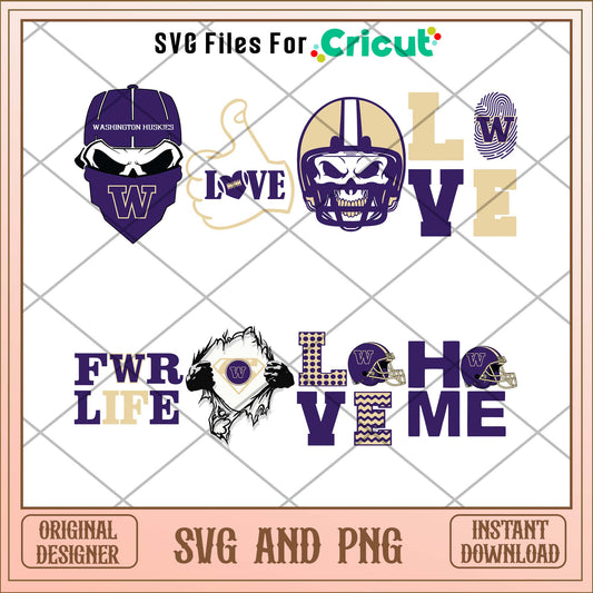 Washington Huskies love svg, Washington Huskies svg bundle, NCAA svg