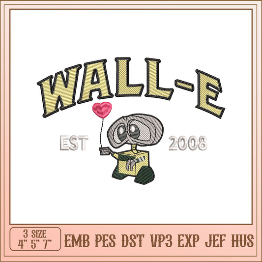 WALL-E Embroidery Design 4x7 Inch
