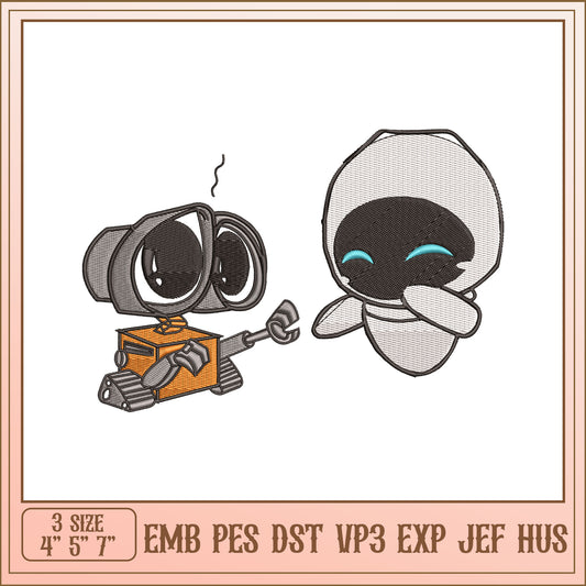 WALL E & EVE Embroidery Design