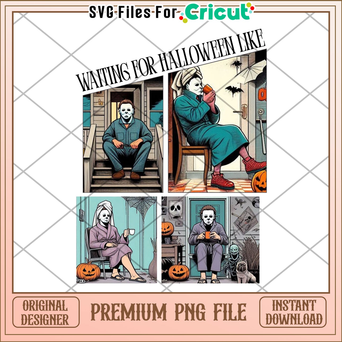 Waiting for halloween png, spooky characters png, halloween candy​ png