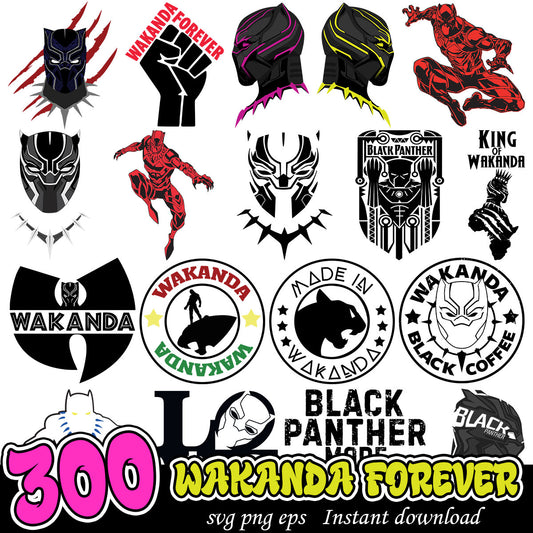 Wakanda Forever Bundle png Files, Black Panther png bundle