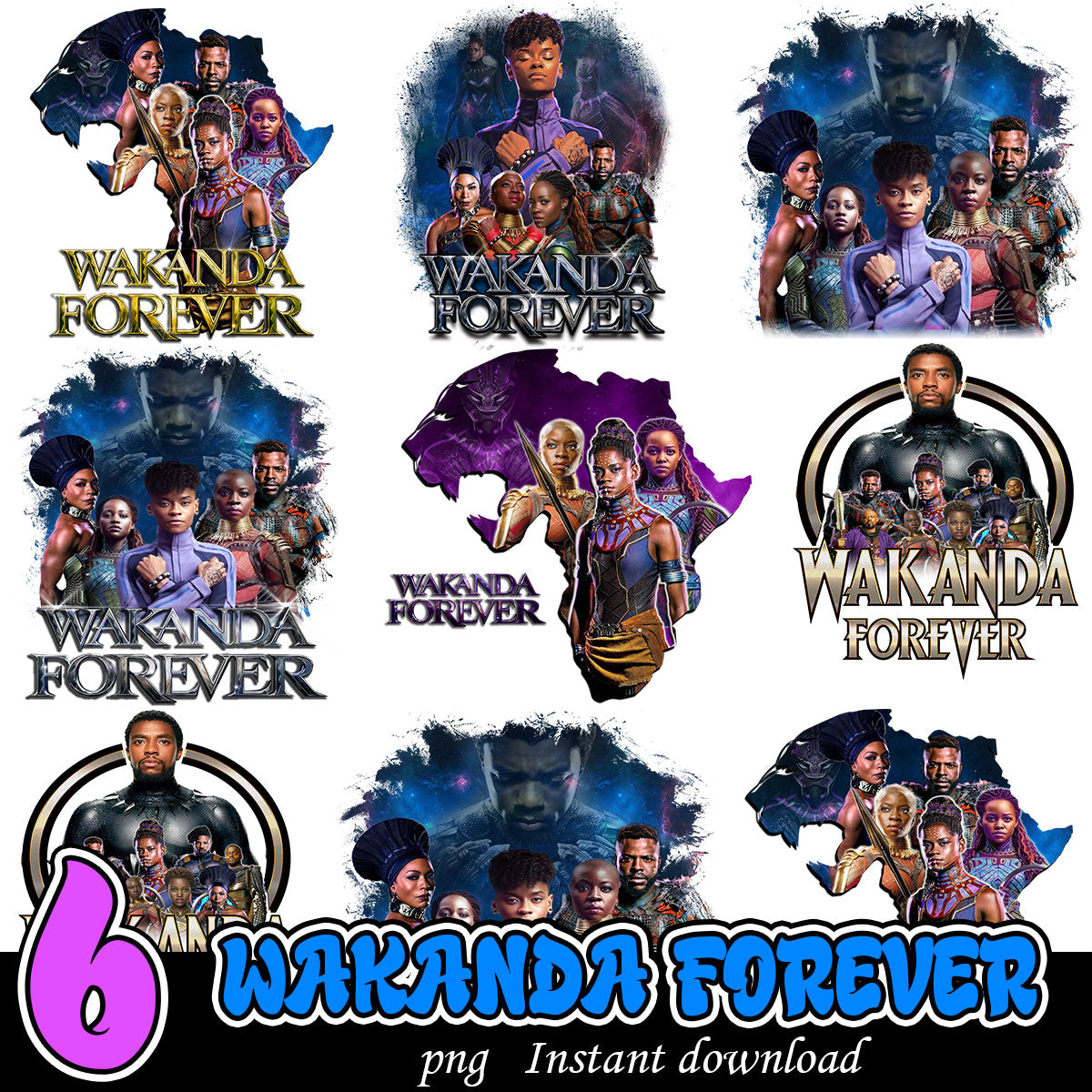 Wakanda Forever Bundle png, Black Panthers movies png bundle