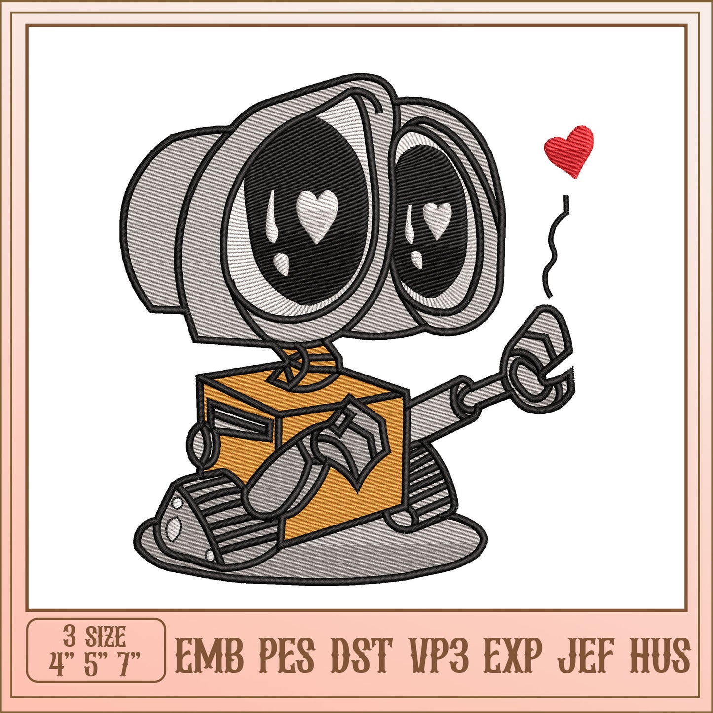 Wall-E Embroidery Design - 3 Sizes