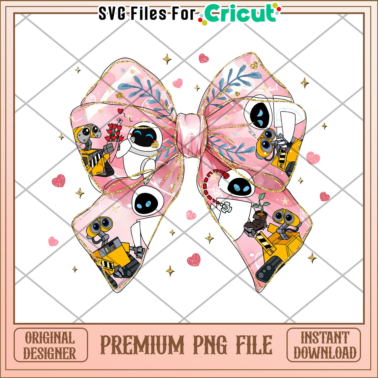 Wall-E & Eve Bow PNG Cricut Design