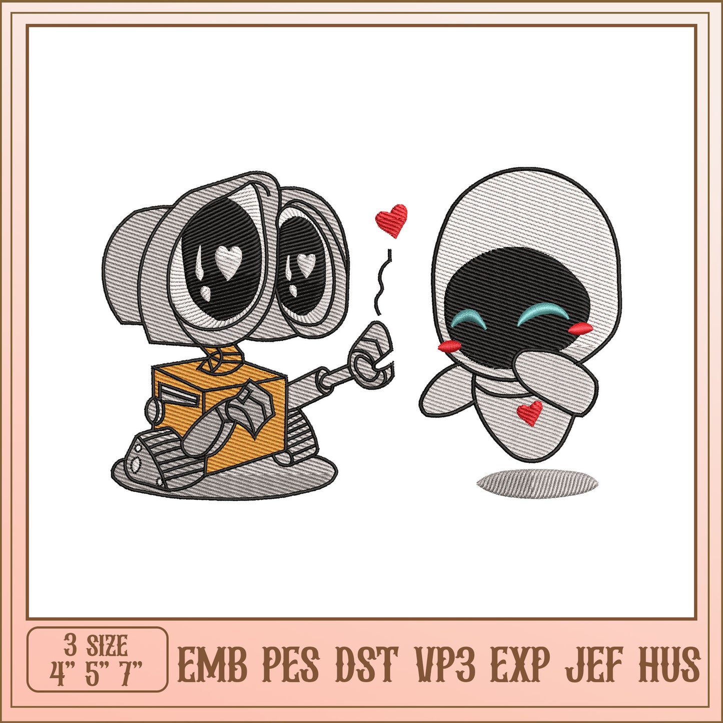 Wall-E & Eve Embroidery Design