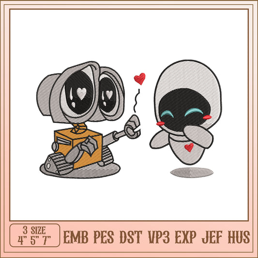 Wall-E & Eve Embroidery Design