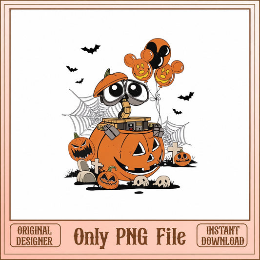 Wall-E Halloween PNG, Disney Pumpkin Clipart, Spooky PNG