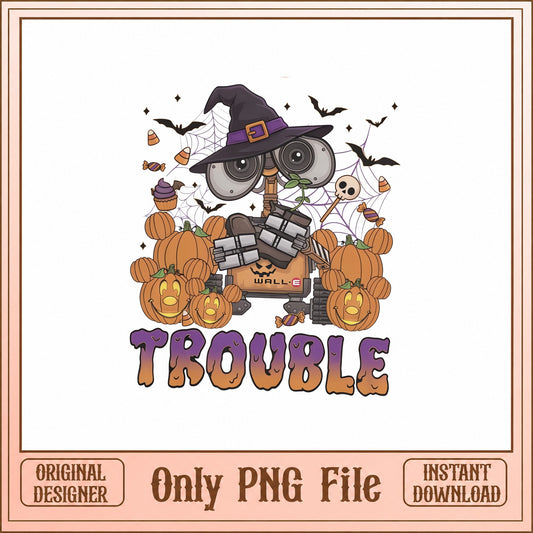 Wall E Halloween PNG, Cute Robot Witch Hat, Pumpkin Clipart PNG