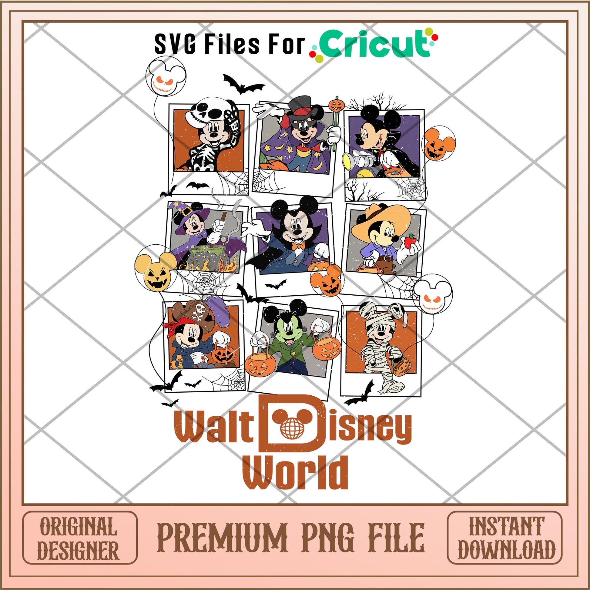 Walt Disney World Halloween Pumpkin Mickey Mouse png, Disney characters png, Digital Download