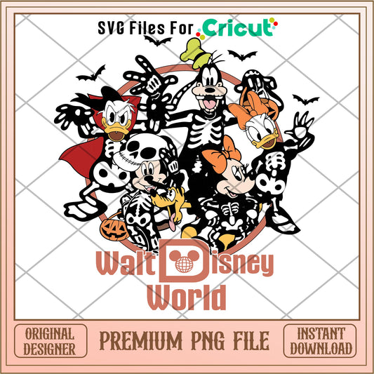 Walt Disney World Mickey mouse Skeleton png, Disney characters png, Digital Download