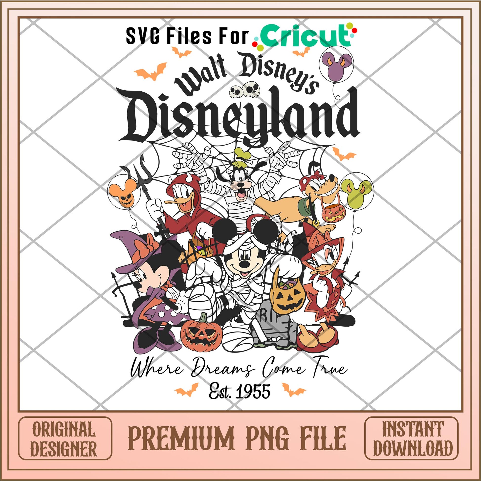 Walt Disney's Disneyland Where Dreams Come True Est. 1955 png, Disney characters png, Digital Download