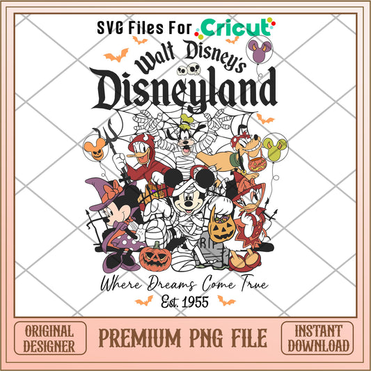 Walt Disney's Disneyland Where Dreams Come True Est. 1955 png, Disney characters png, Digital Download