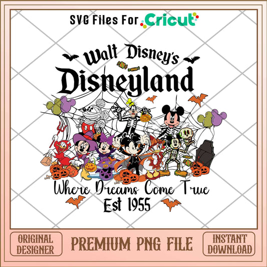 Walt Disney's Disneyland Where Dreams Come True Est 1955 png, Disney characters png, Digital Download