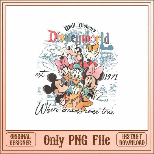Walt Disney World Characters PNG, Mickey And Friends, Retro PNG