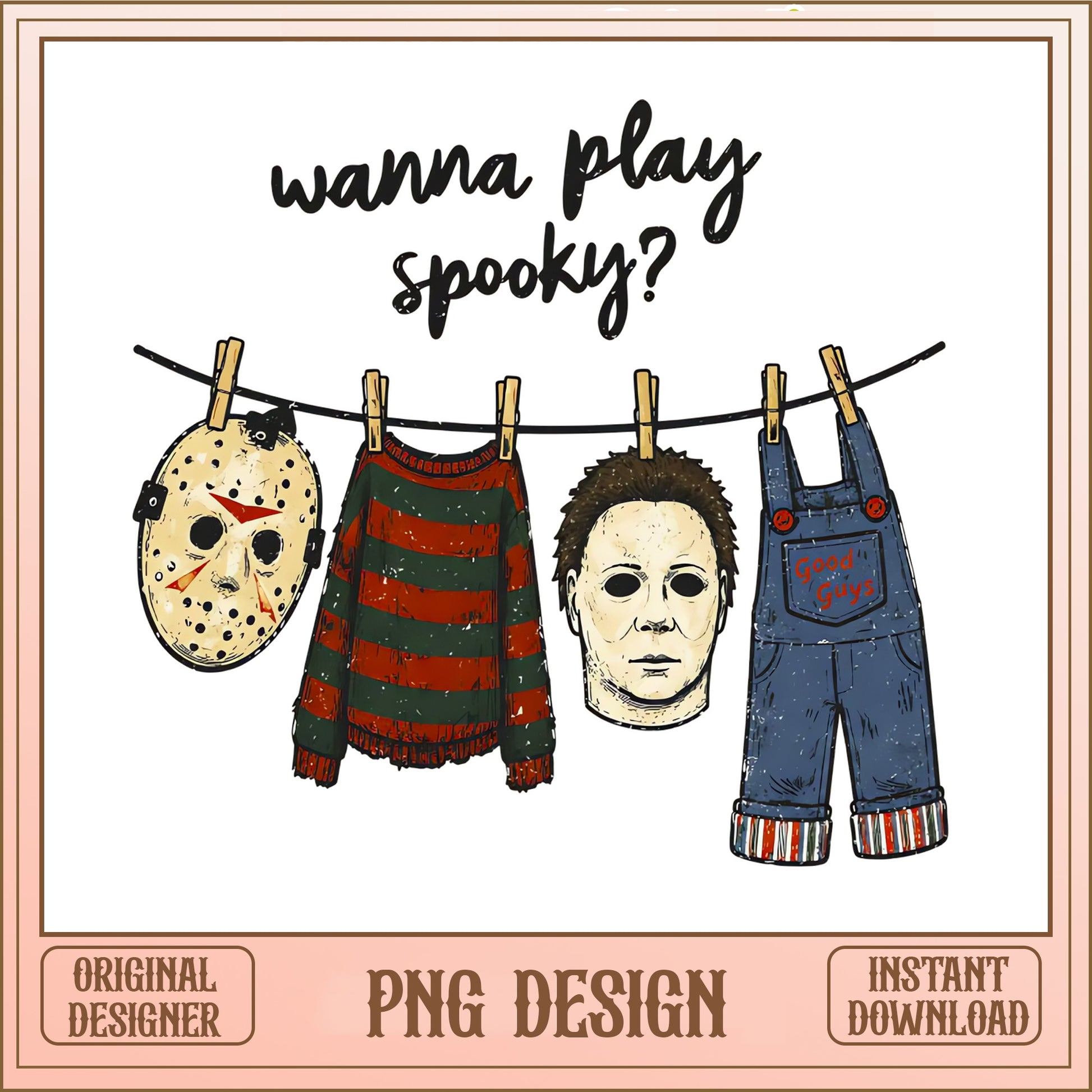 Wanna Play Spooky Horror Characters PNG, Halloween PNG, Horror Movie PNG