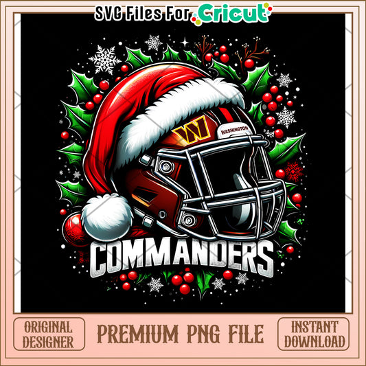 Washington Commanders Football Helmet Christmas PNG, great for crafts