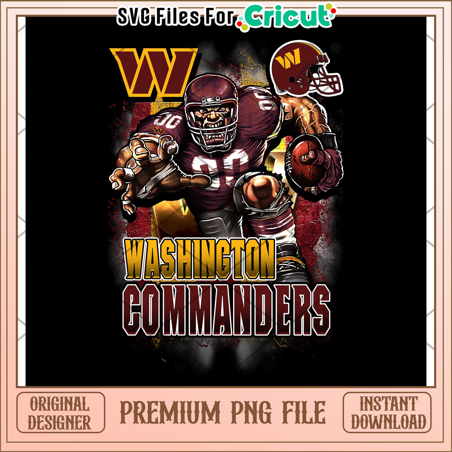Washington Commanders Football Player PNG Design, Perfect for Cricut