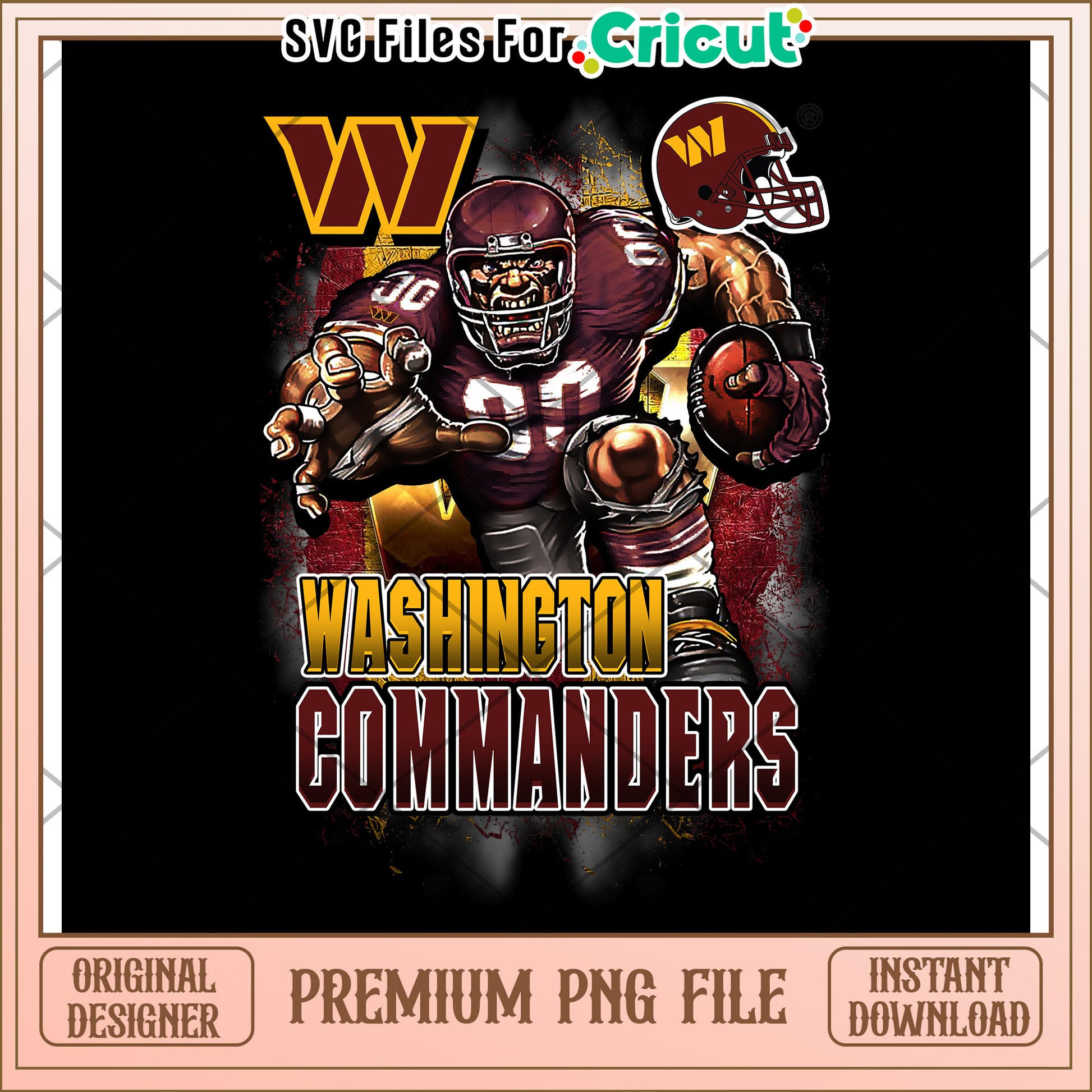 Washington Commanders Football Player PNG Design, Perfect for Cricut