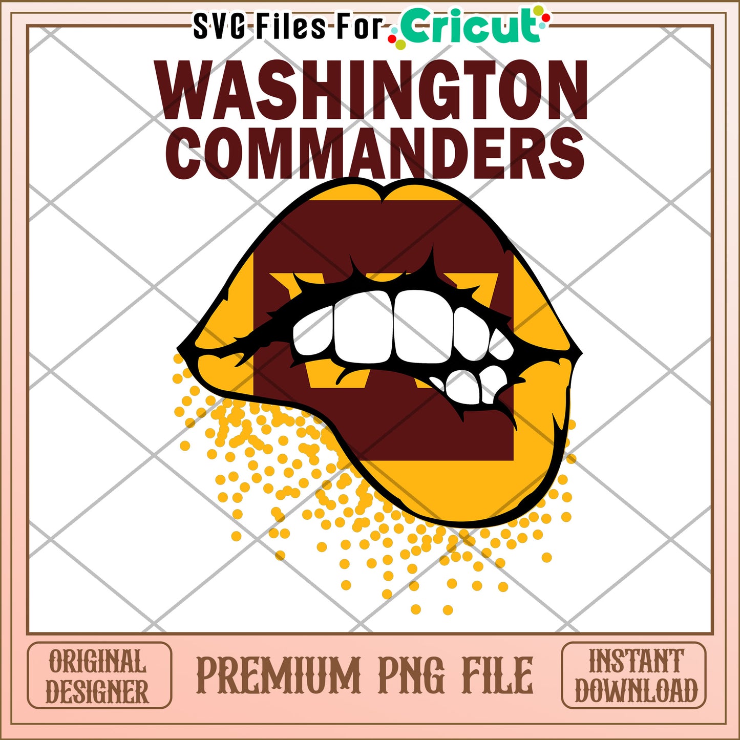 Washington Commanders Lip Art PNG Design for Crafting, Instant Download Available