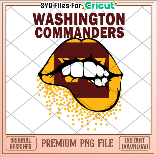 Washington Commanders Lip Art PNG Design for Crafting, Instant Download Available
