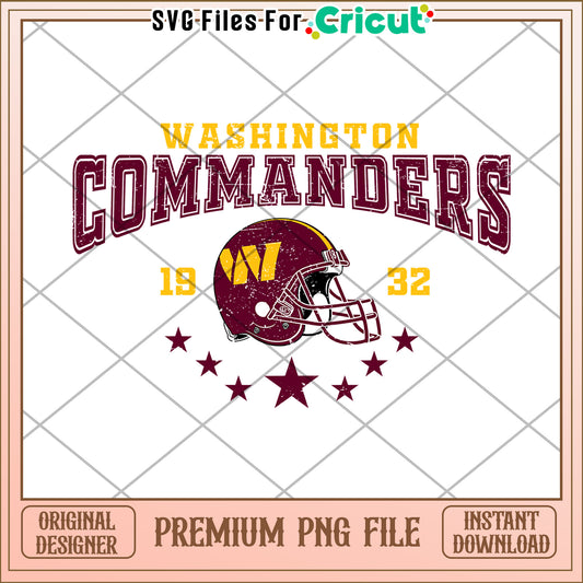 Washington Commanders PNG Design for Cricut, Download Instant File
