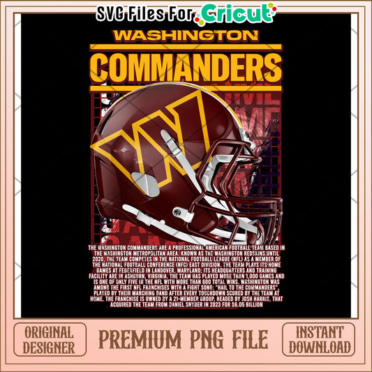 Washington Commanders PNG File for Cricut, Premium Instant Download