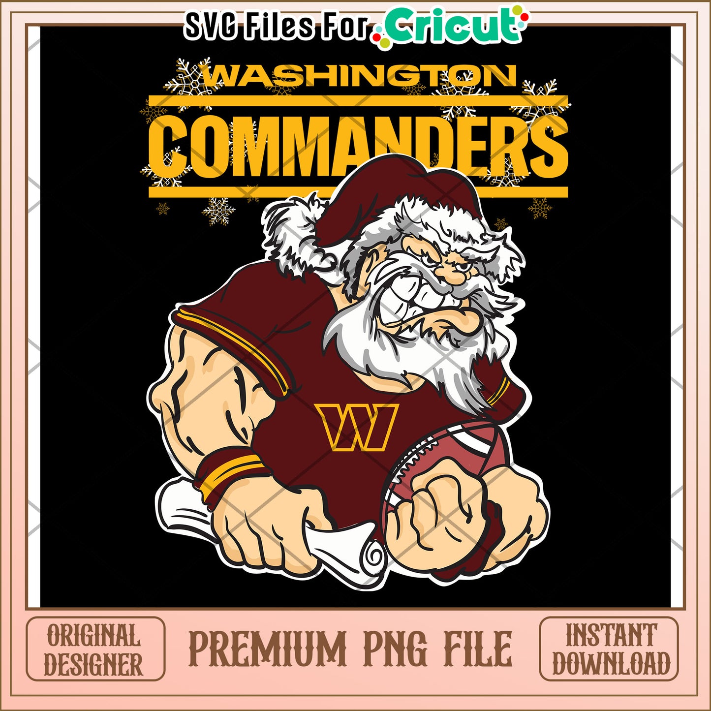 Washington Commanders Santa PNG Design for Cricut, Premium Download