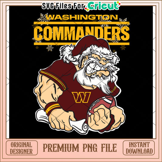 Washington Commanders Santa PNG Design for Cricut, Premium Download