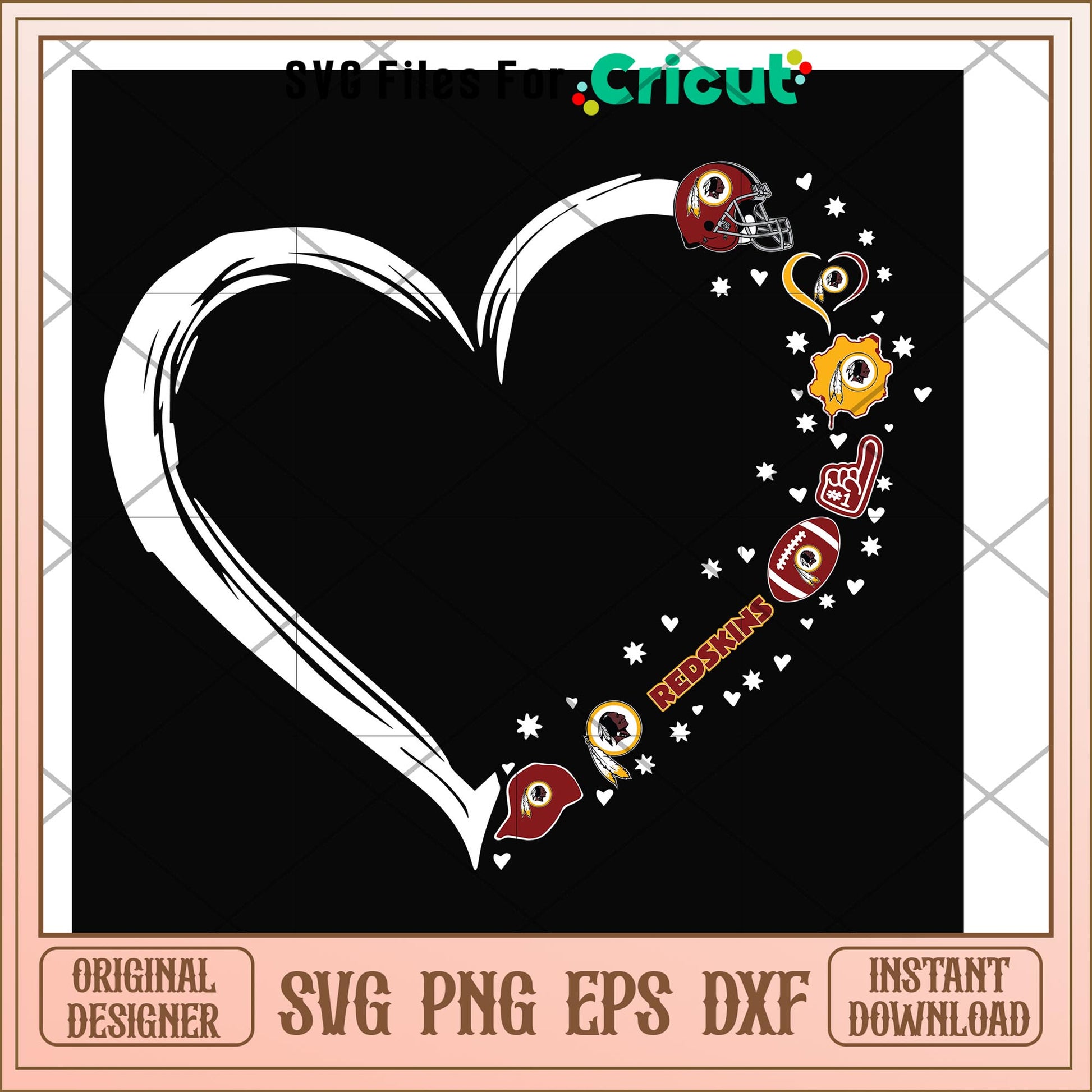 Washington Redskins heart shape svg, Redskins svg, new nfl svg