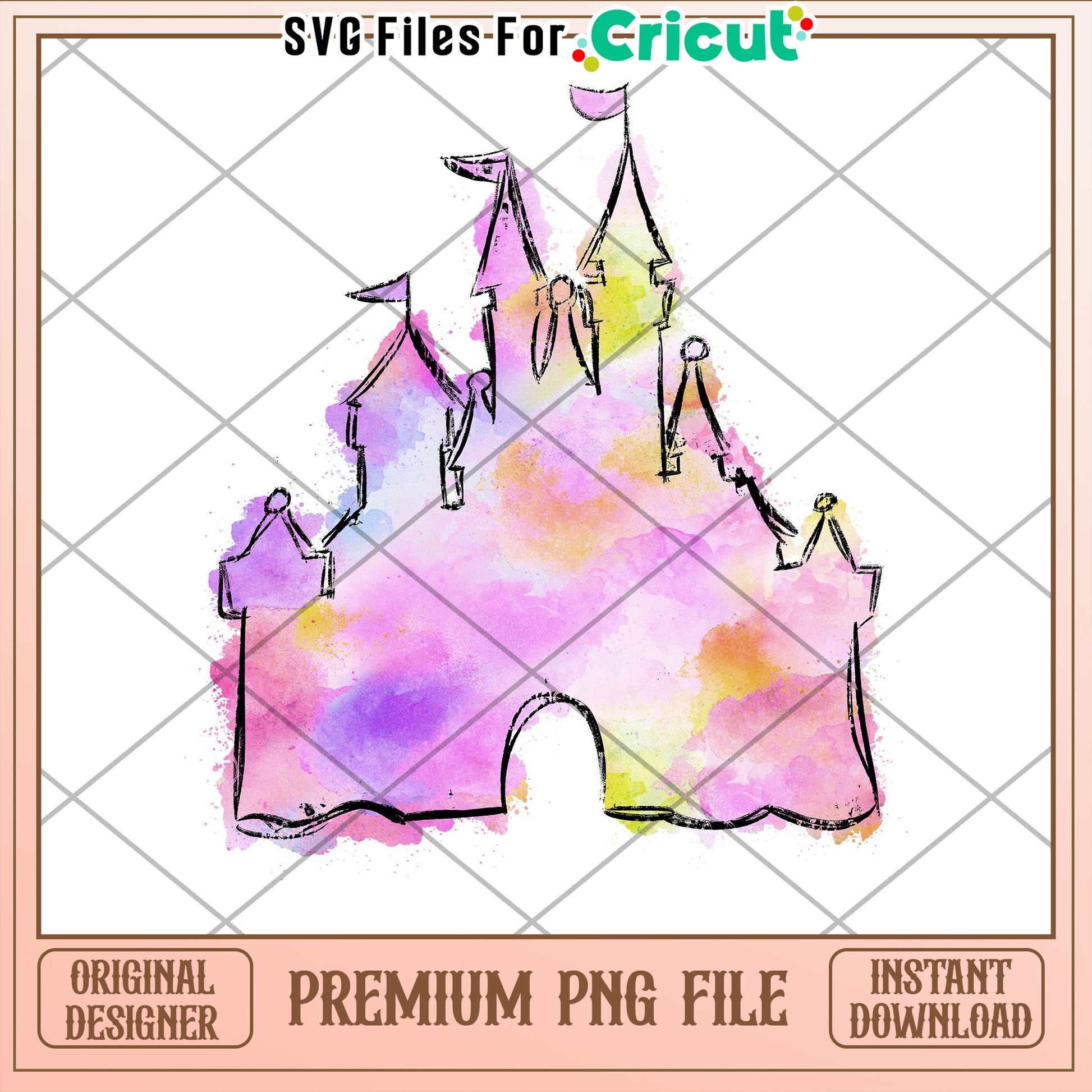 Watercolor Castle PNG Cricut File