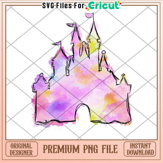 Watercolor Castle PNG Cricut File