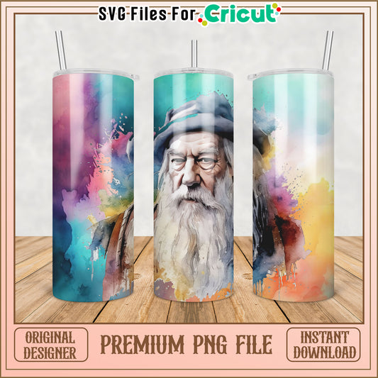 Watercolor Dumbledore Tumbler PNG