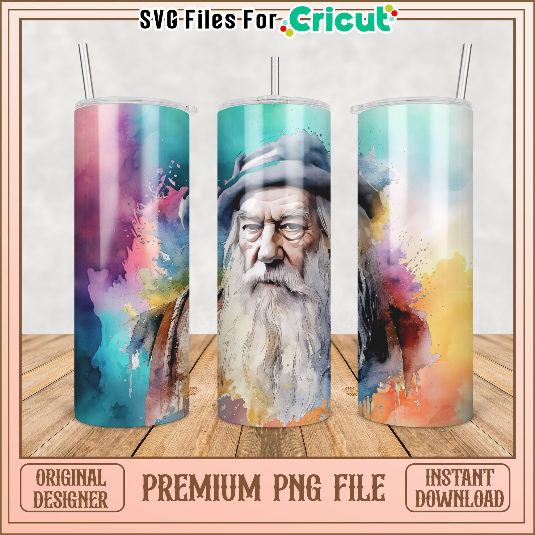 Watercolor Dumbledore Tumbler PNG