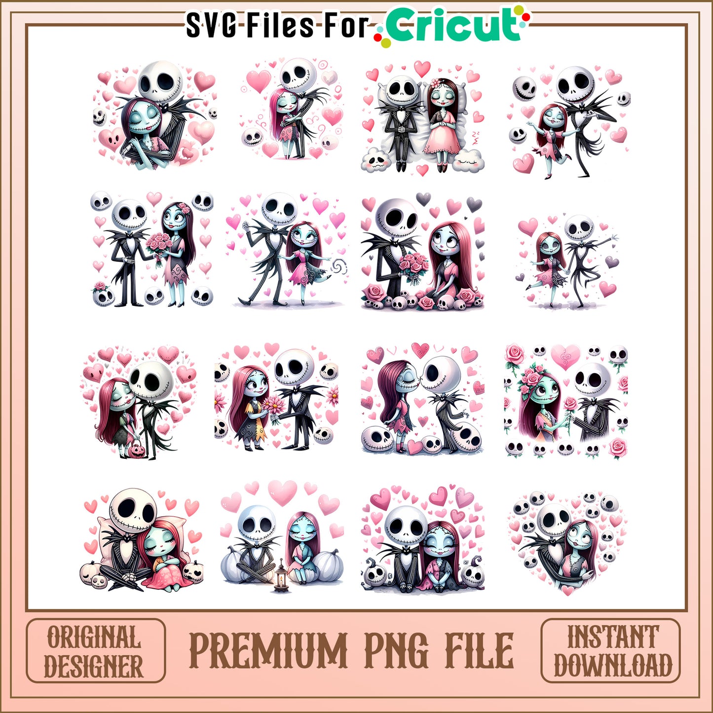 Jack and sally love bundle png, jack and sally valentine​​ png