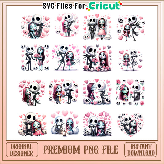 Jack and sally love bundle png, jack and sally valentine​​ png