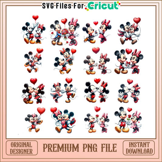 Mickey minnie mouse love bundle png, minnie and mickey valentines​ png