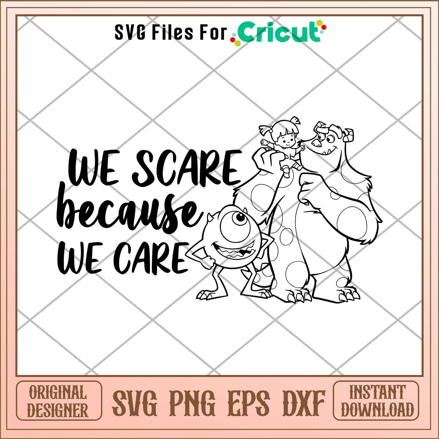 We Scare We Care  monsters inc svg,  monsters inc svg, Digital dowload