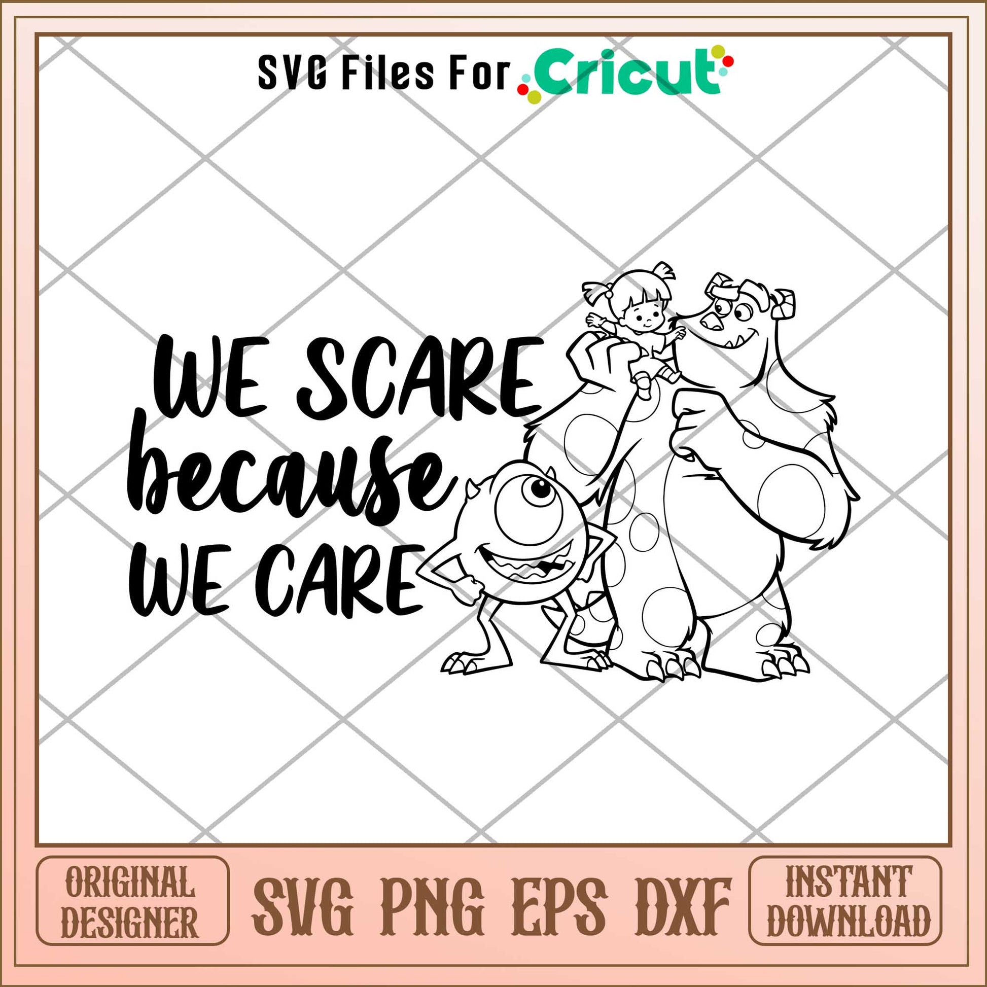 We Scare We Care  monsters inc svg,  monsters inc svg, Digital dowload