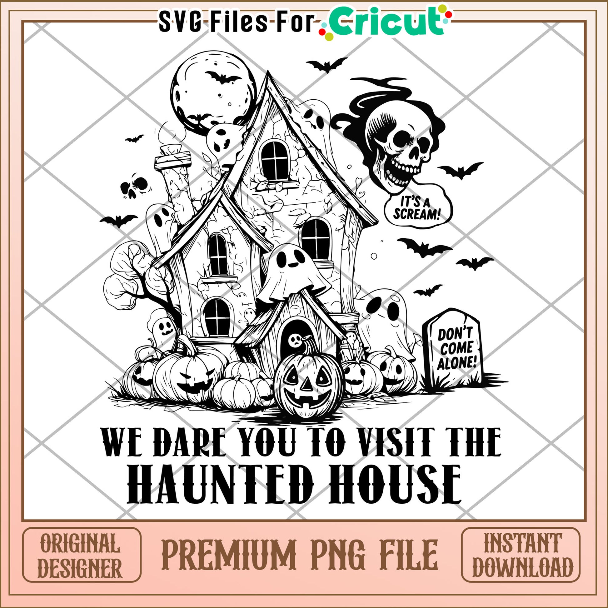 We dare you to visit the haunted house png, halloween pumpkin png, halloween music png