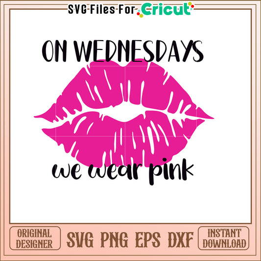 Wednesday Pink Lips SVG Cut File