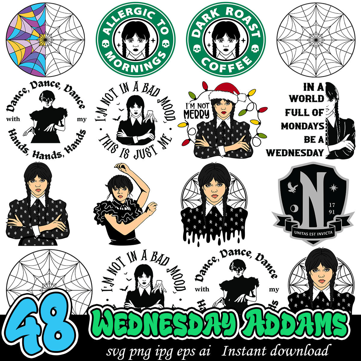 Wednesday Addams Bundle 48 Svg