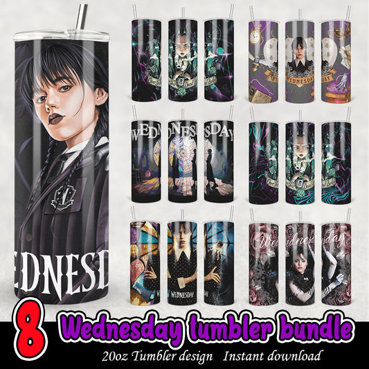 Wednesday tumbler bundle, Wednesday Addams 20oz tumbler wrap