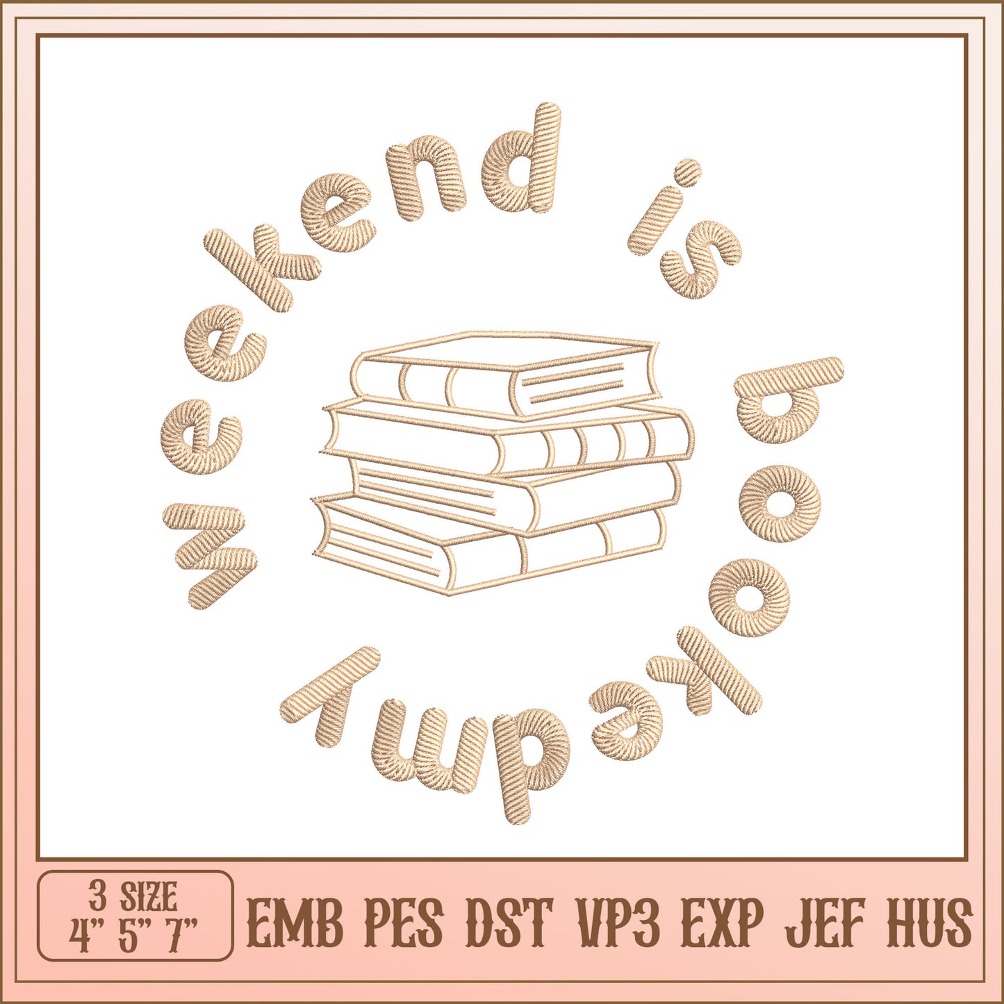 Weekend Books Embroidery Design