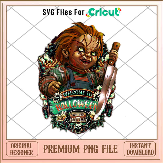 Welcome To Halloween Chucky Png, Horror characters png, Digital Download